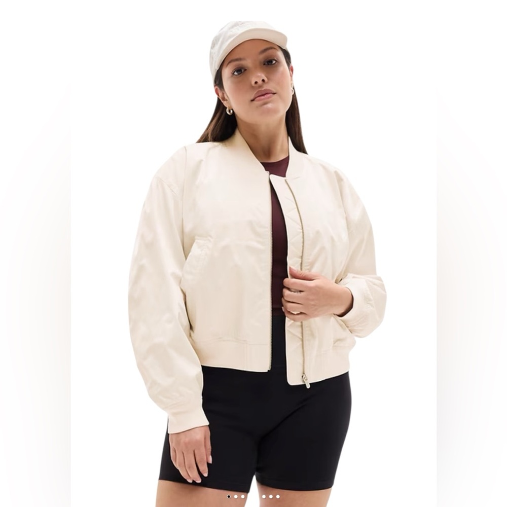 Athleta Women's Sateen Bomber Flex Jacket in Bone NWOT